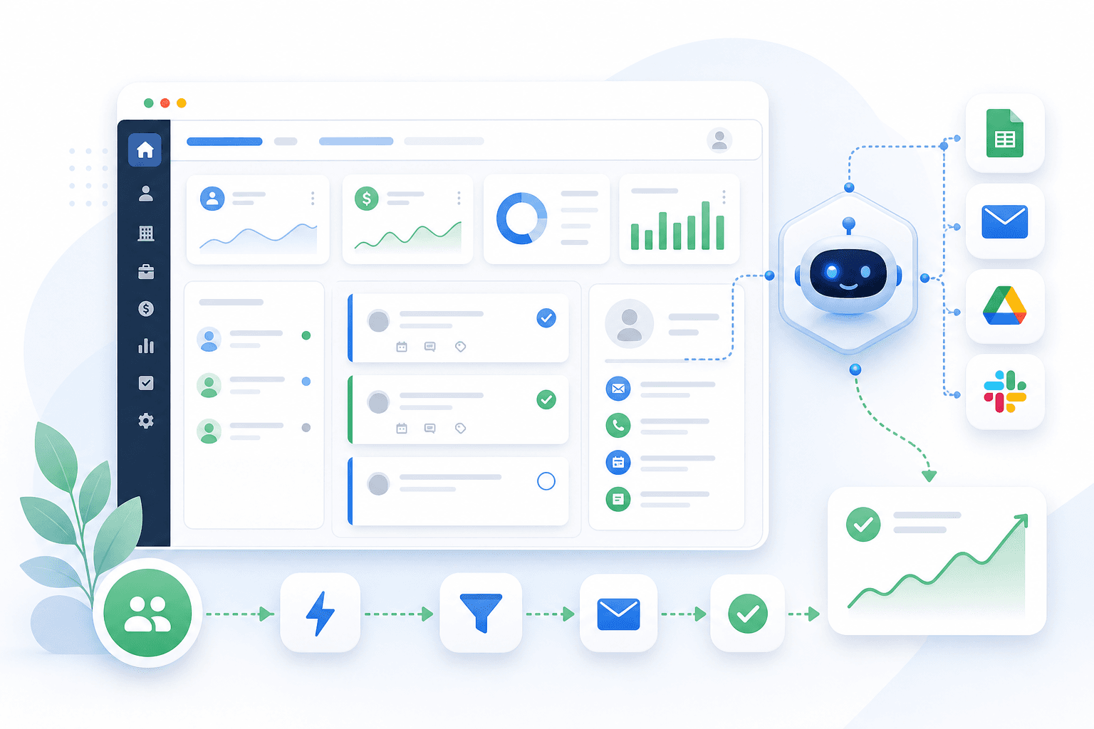 CRM assistant for a digital agency workflow illustration